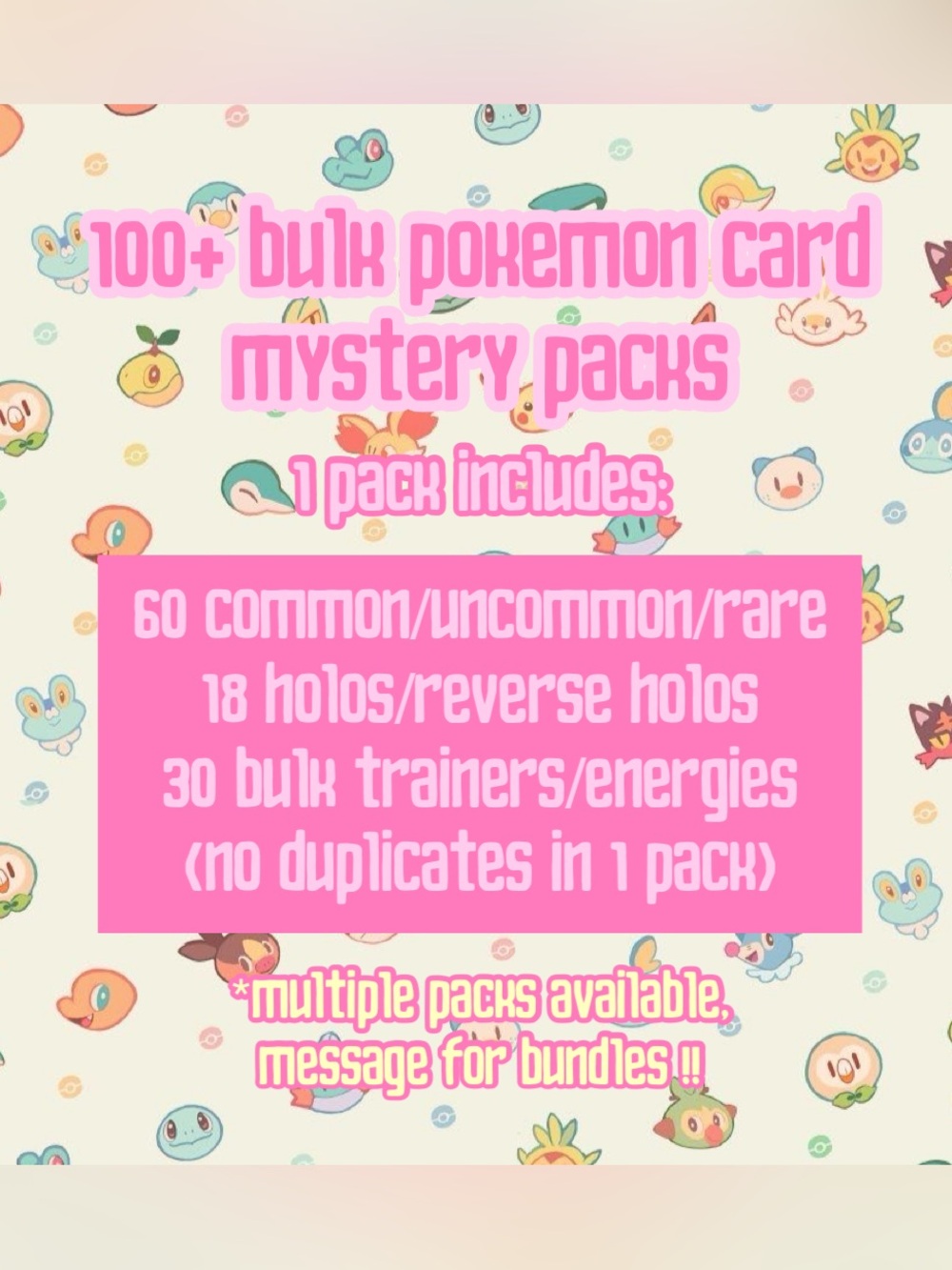 ✧･ﾟ100-card pokemon card bulk bundle